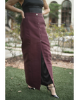 MASON by MASON'S DAUGHTER Leighton Skirt, Oxblood Silk Wool