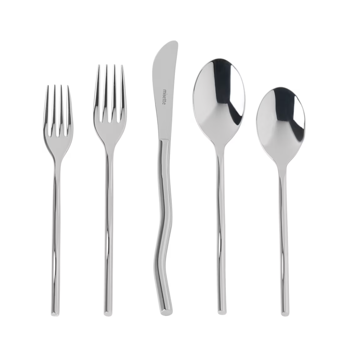 MISETTE Squiggle 5-Piece Cutlery Set in Shiny Silver