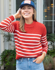 TUTTO Red White Stripe Sweater