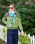 TUTTO Olive Chartreuse Stripe Sweater