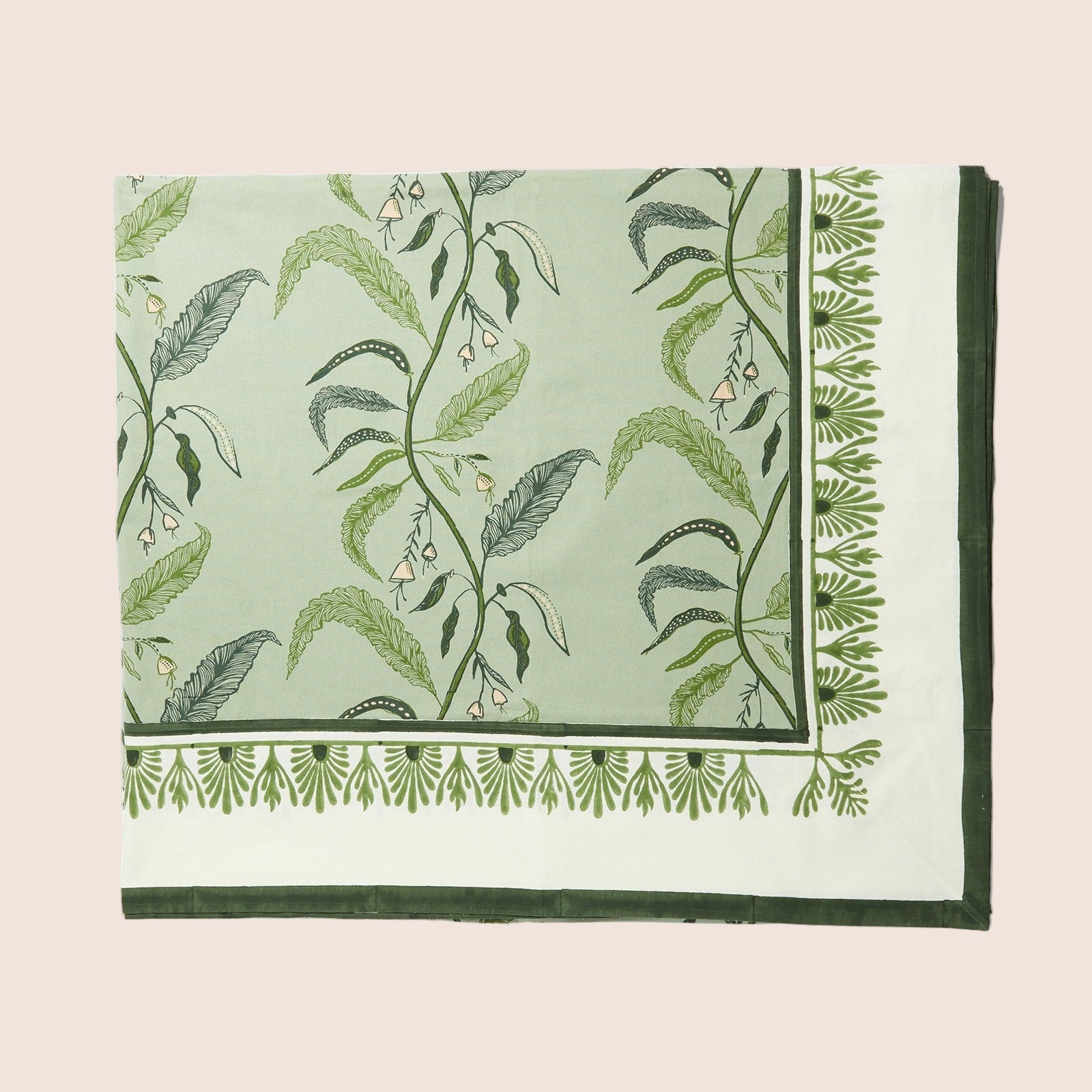 MAISON VENU | Tuileries Tablecloth Blockprinted Trim