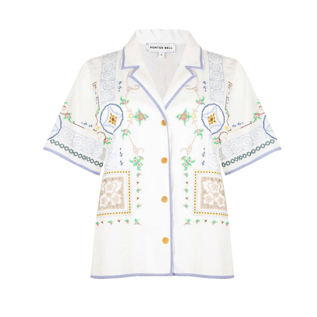 Cora Top, Mosaic Embroidery