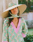 SARAH BRAY BERMUDA Geranium Sun Hat - Wide & Short White Grosgrain Ribbon