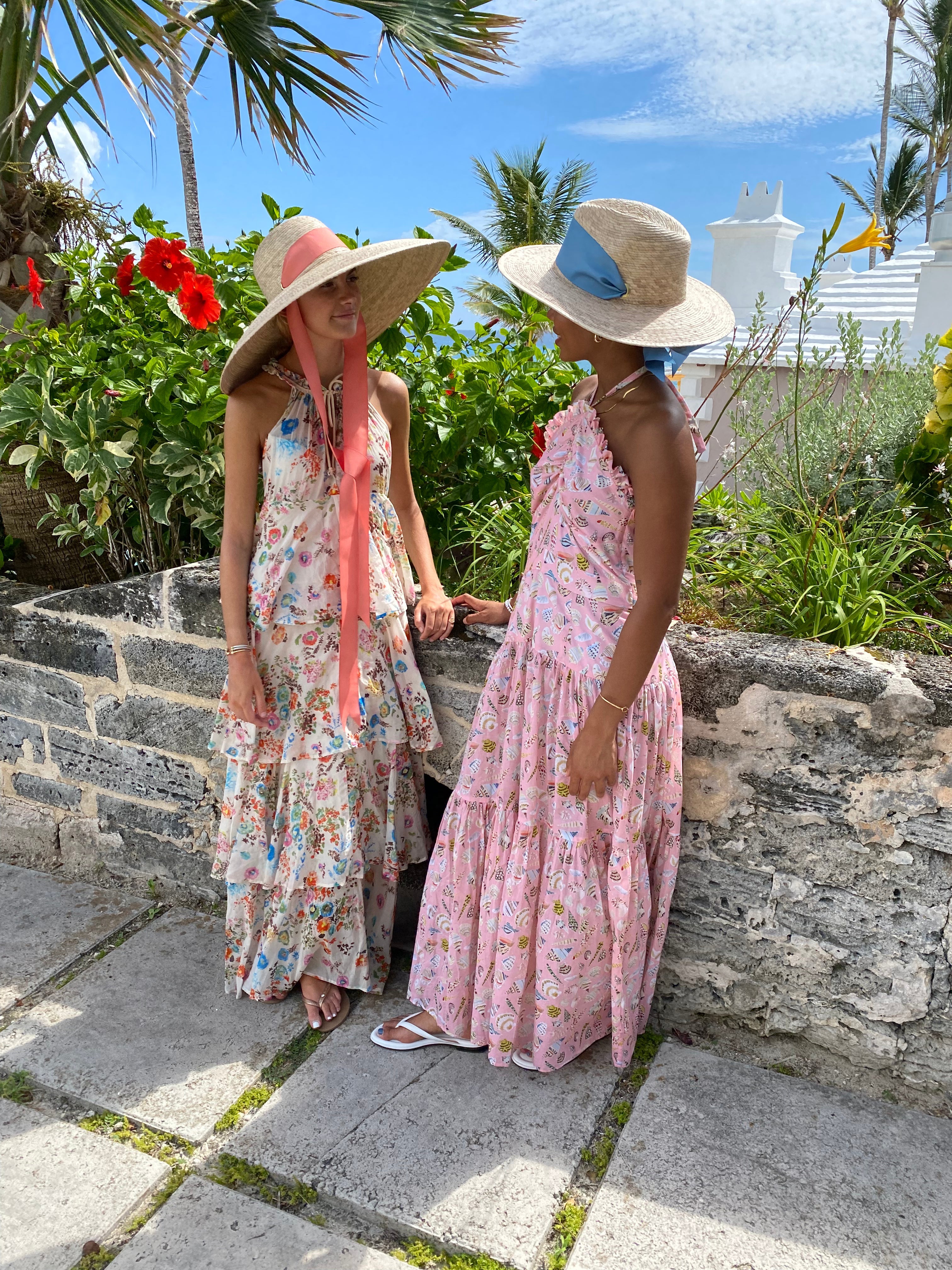 SARAH BRAY BERMUDA Daisy Sun Hat - French Blue Grosgrain Ribbon