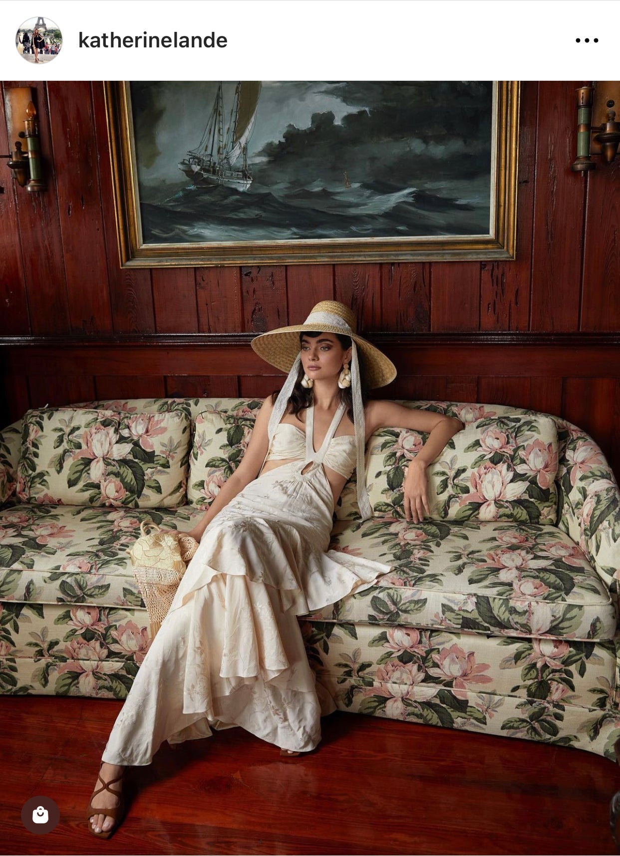 SARAH BRAY BERMUDA Geranium Sun Hat - Long Chocolate Brown Grosgrain Ribbon