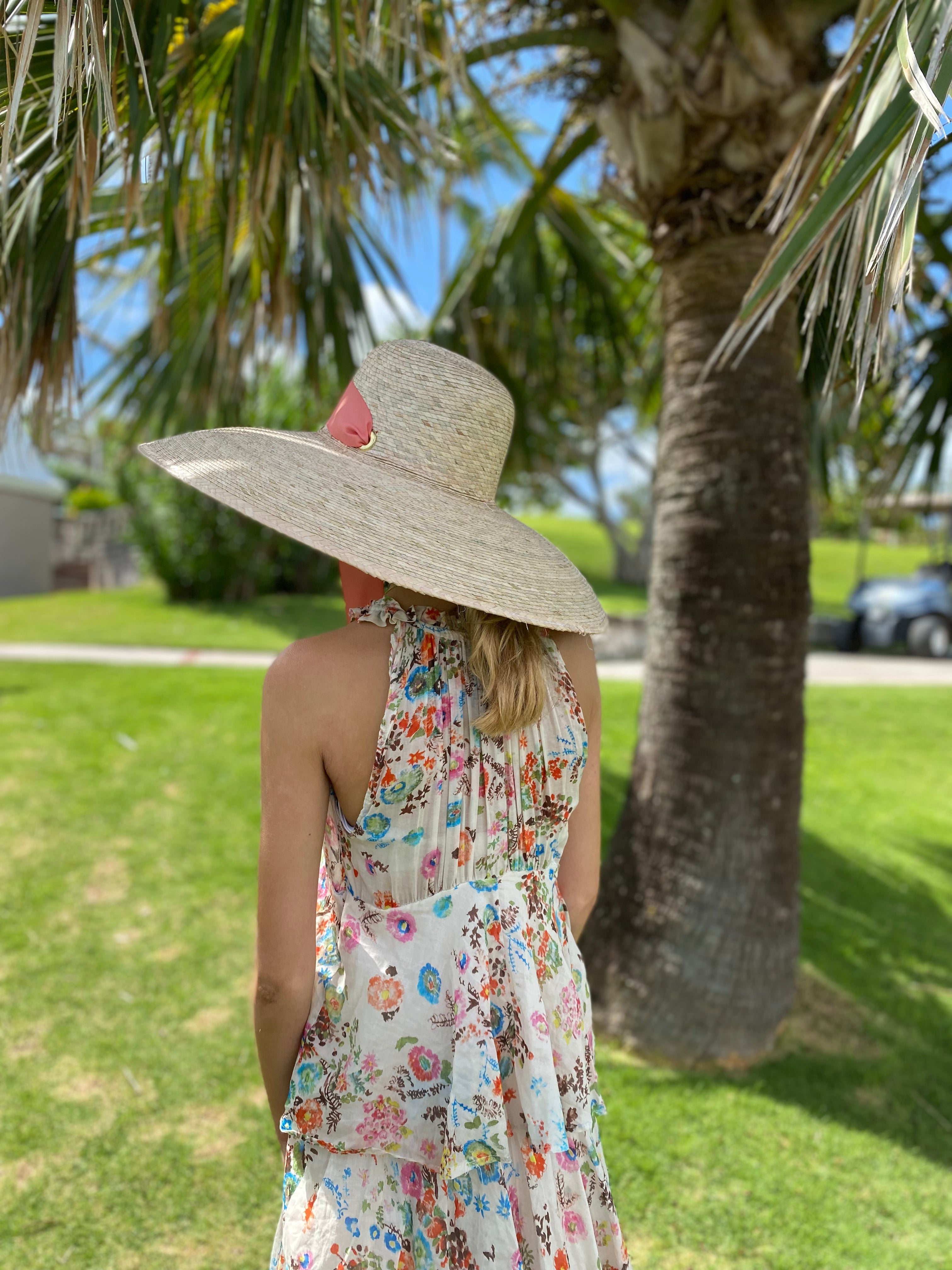 SARAH BRAY BERMUDA, Daisy Sun Hat - Long Ivory Grosgrain Ribbon