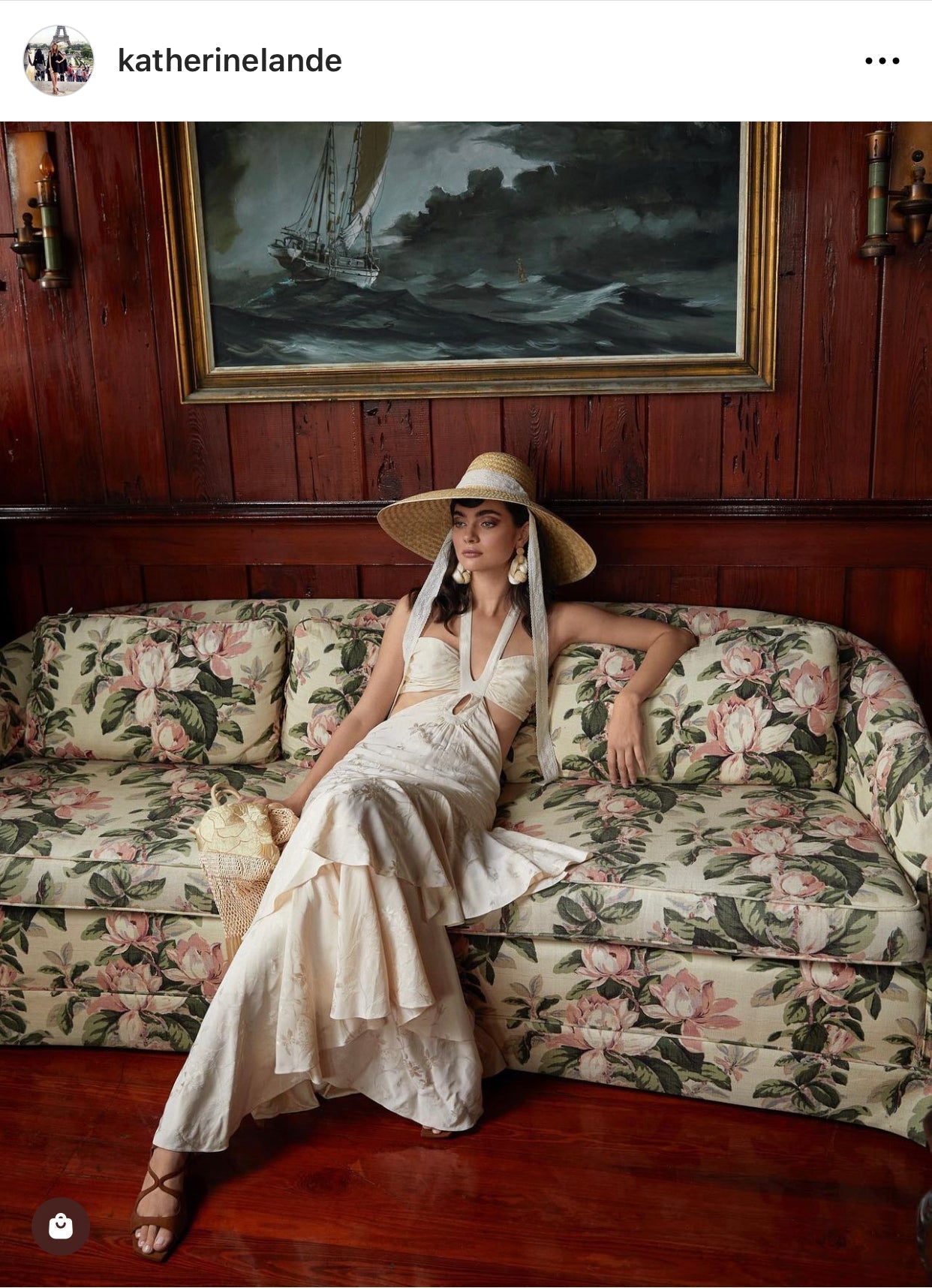 SARAH BRAY BERMUDA Geranium Sun Hat - Long Coral Grosgrain Ribbon