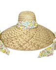 SARAH BRAY BERMUDA, Geranium Sun Hat - Pastel Floral Hat Scarf