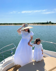 SARAH BRAY BERMUDA, Daisy Sun Hat - Long Ivory Grosgrain Ribbon