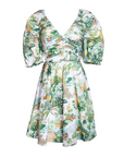 MASON’S DAUGHTER Ruched V-Neck Dress, Spring Chinoiserie